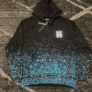 AMIRI Black and Blue Splatter Hoodie